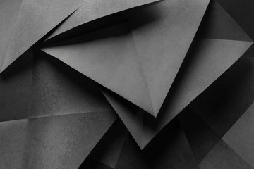 Geometric shapes made gray paper, abstract background