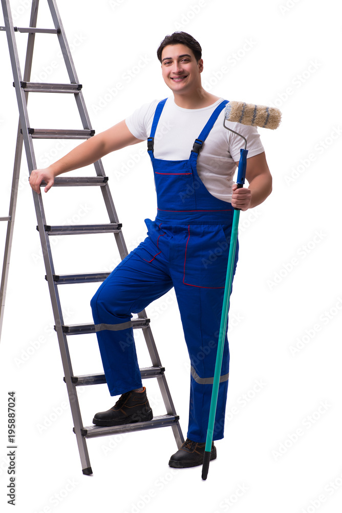 Young painter contractor isolated on white background Young painter contractor isolated on white background