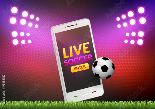 Mobile football soccer. Mobile sport play match. Online soccer game with live mobile app.