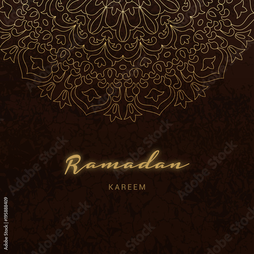 Ramadan Kareem greeting card Islamic holiday.