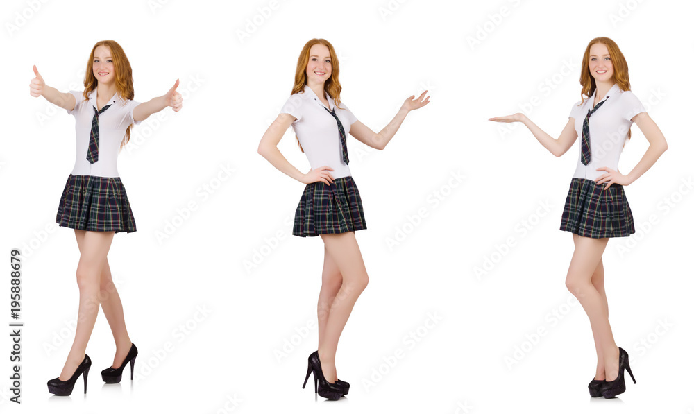 Young student female holding isolated on white Young student female holding isolated on white