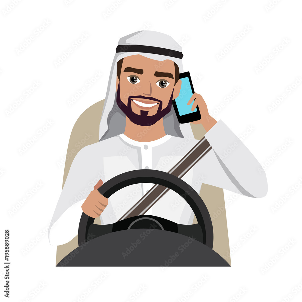 man driving a car talking on the phone