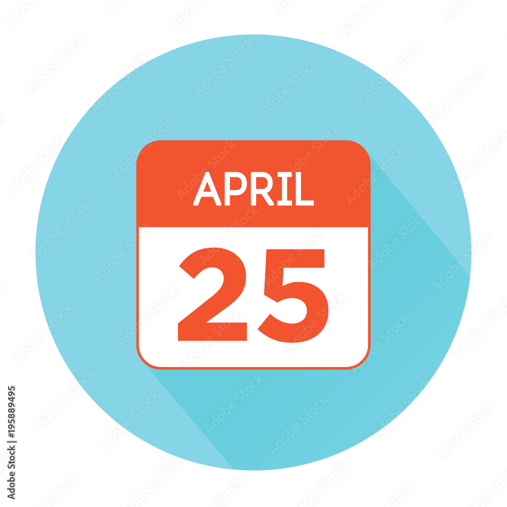April 25 calendar icon flat red April 25 calendar icon flat red