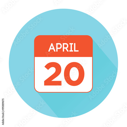 April 20 calendar flat icon. National Day of the donor in Russia. Day of the Chinese language