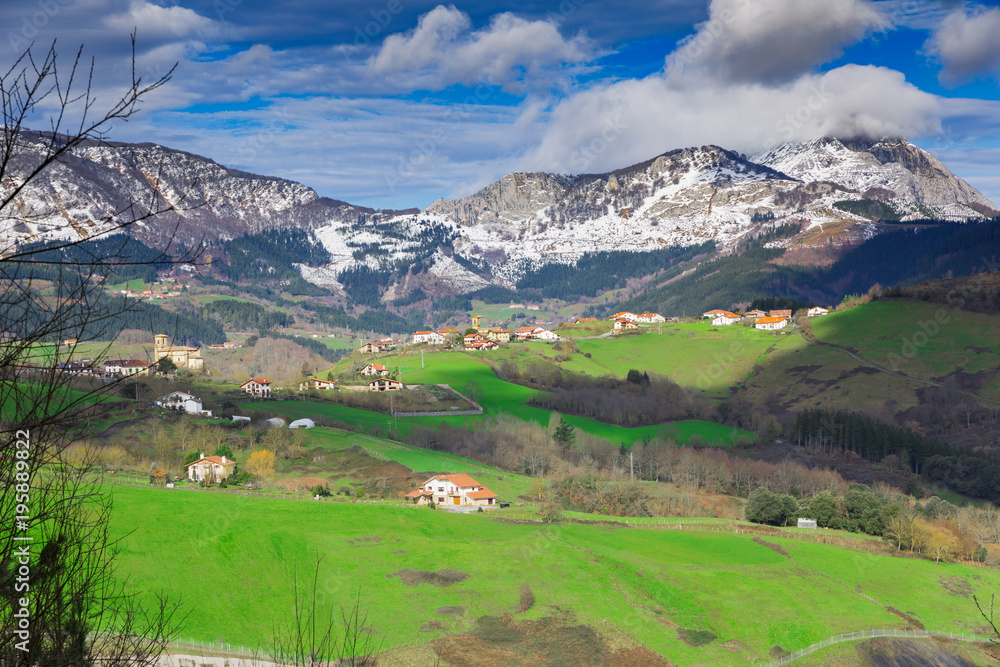 Typical Basque landscape, with its mountains and winter colors