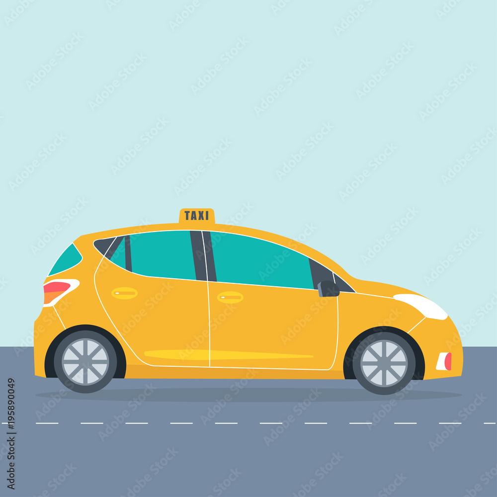 Yellow cab icon isolated on white background. Taxi service concept.
