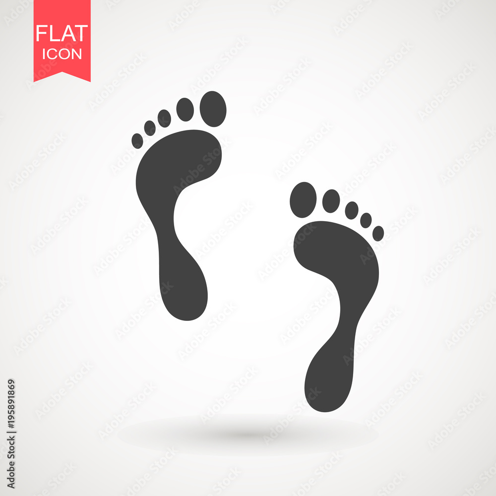 Foot print icon. Bare foot print Black on white feet icon vector , stock vector illustration flat design style Foot print icon. Bare foot print Black on white feet icon vector , stock vector illustration flat design style