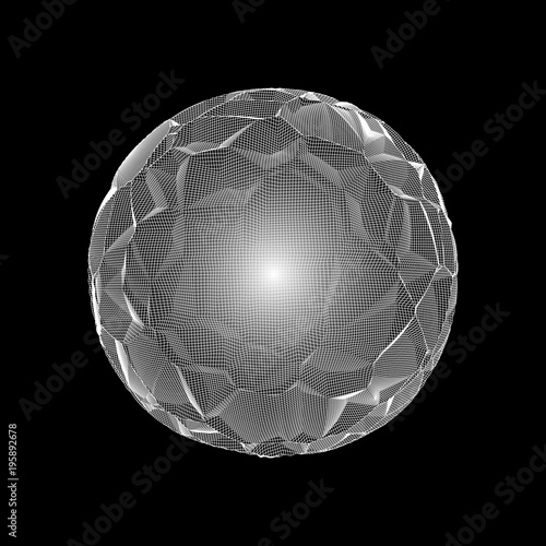 Sphere  from  lines. Abstract globe grid isolated.  3D grid Ill