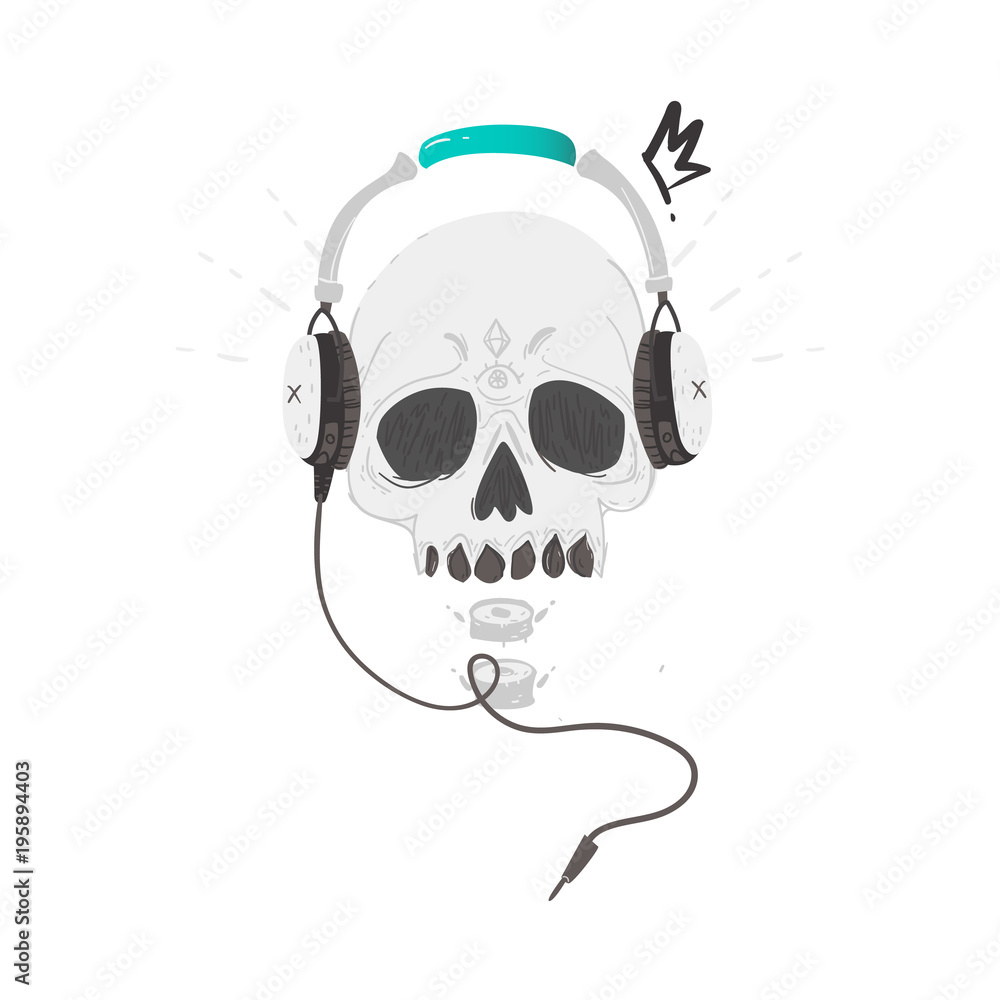 Headphones And Wings Freehand Drawing Stock Illustration - Download Image  Now - Headphones, Tattoo, Analog - iStock