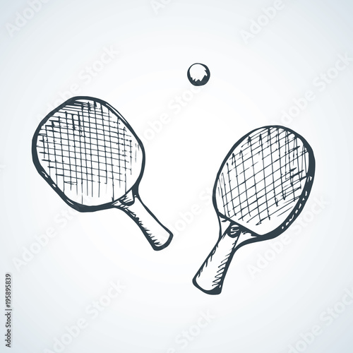 Vector illustration. Racket and ball for table tennis