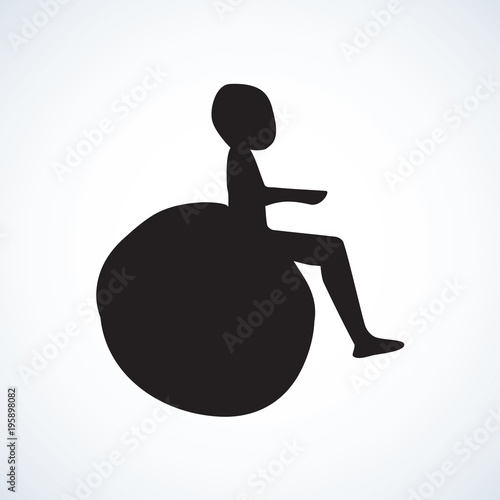 Disabled person in the stroller. Vector drawing