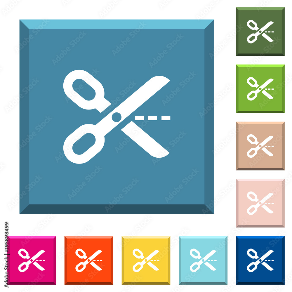 Cut out white icons on edged square buttons