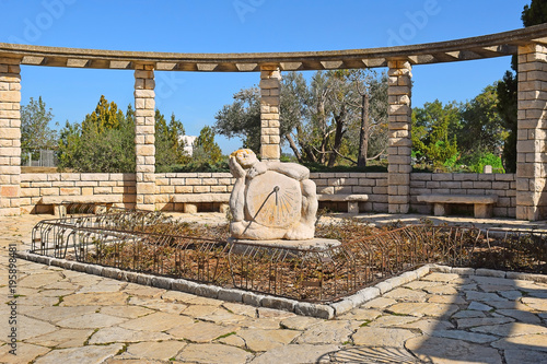 sundial in the Rose garden, Park Ramat Hanadiv, Israel photo