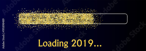 Obraz na płótnie Loading 2019- golden Stars loading bar