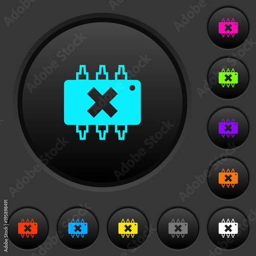 Hardware failure dark push buttons with color icons