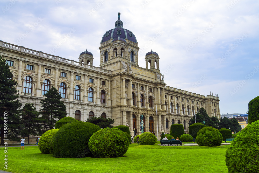 View of Maria Theresa Square with the Museum of Art History and the Landscape Park in Vienna, Europe