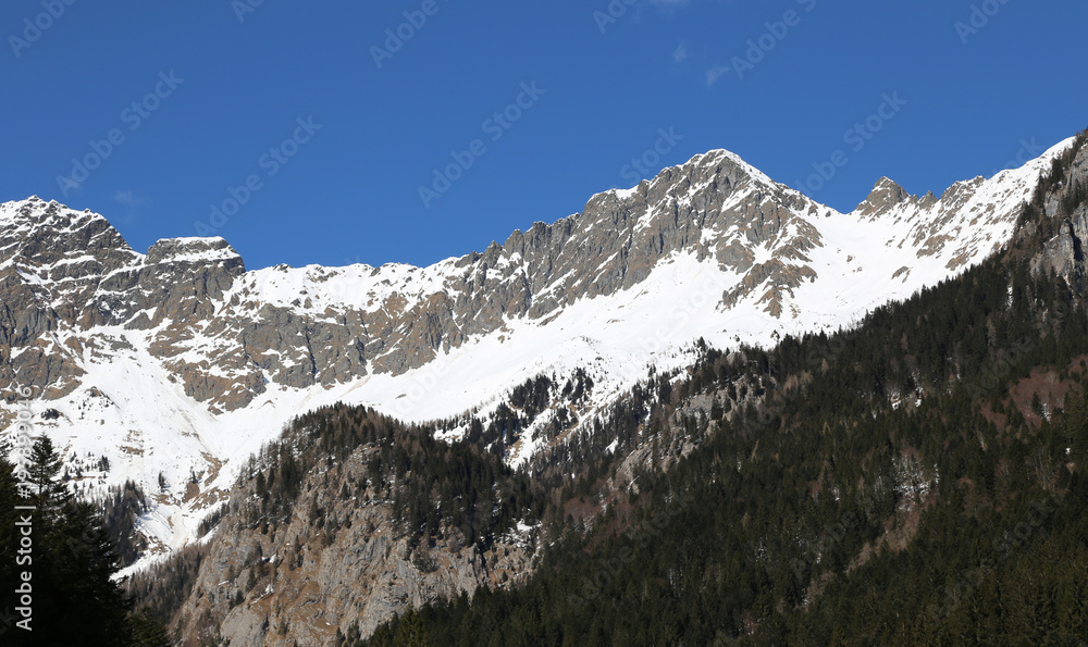 Northern Italy mountains covered with snow after a snowfall