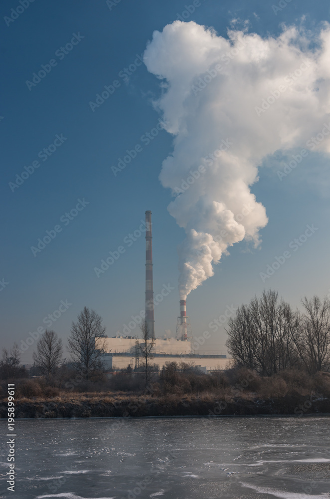 Power plant cold morning, Krakow, Poland