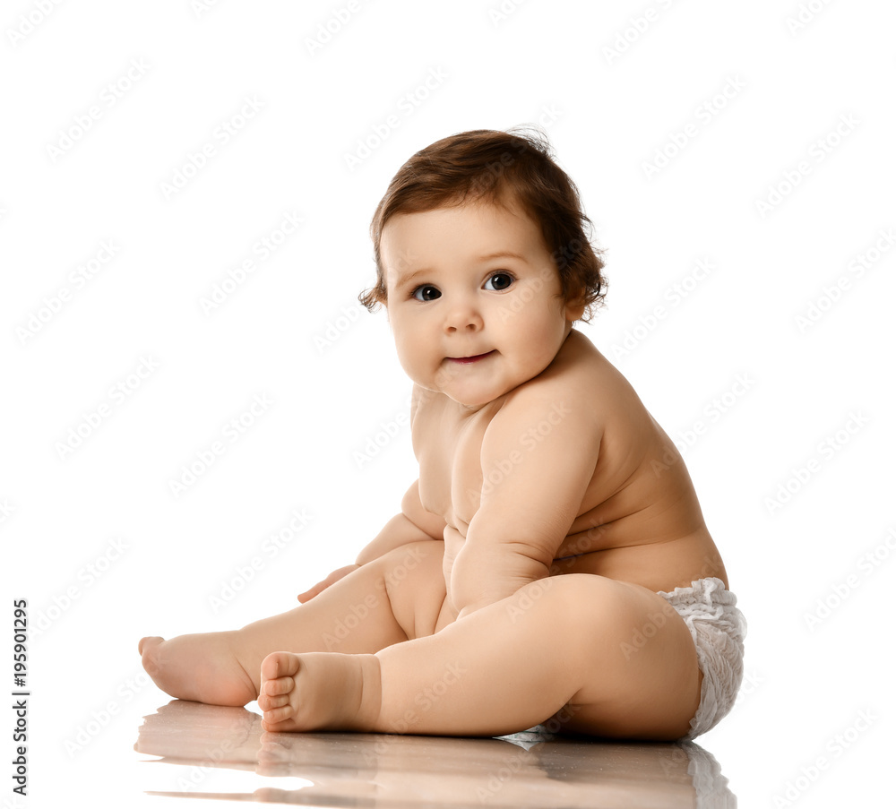 Infant baby girl toddler fat over weight sitting happy smiling Infant baby girl toddler fat over weight sitting happy smiling