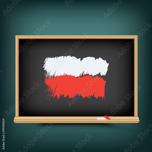 Poland flag draw on school blackboard