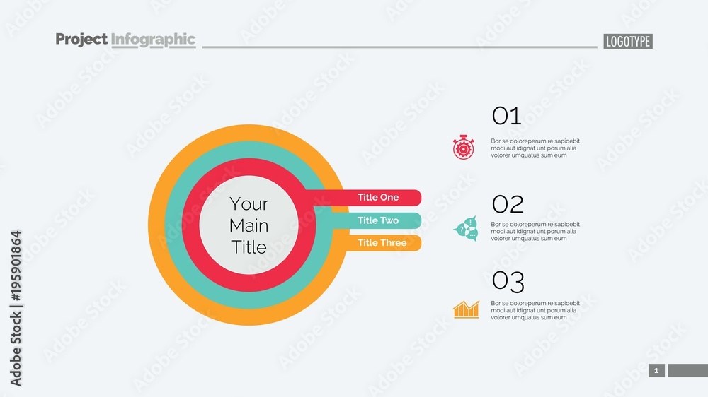 Three Concentric Circles Process Slide Template
