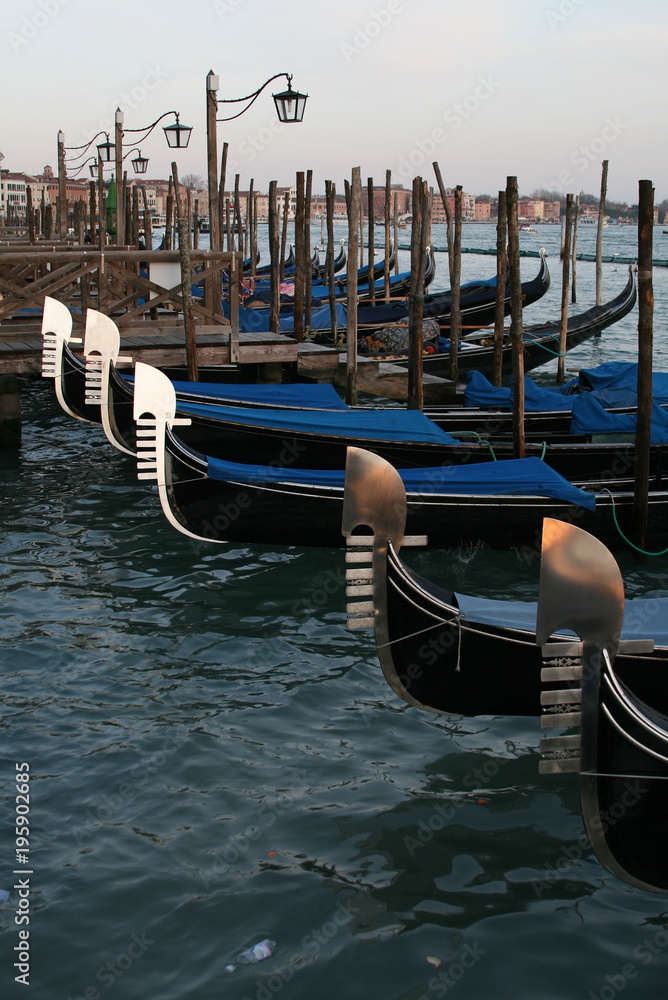Venetian boats on the grand canal at the venice italy during the vacation 