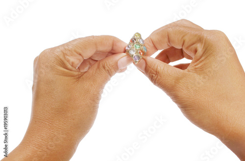 Rings and hands(isolated on white and clipping path)