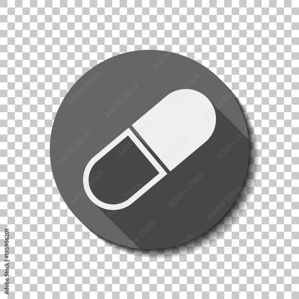 tablet icon. White flat icon with long shadow in circle on transparent background