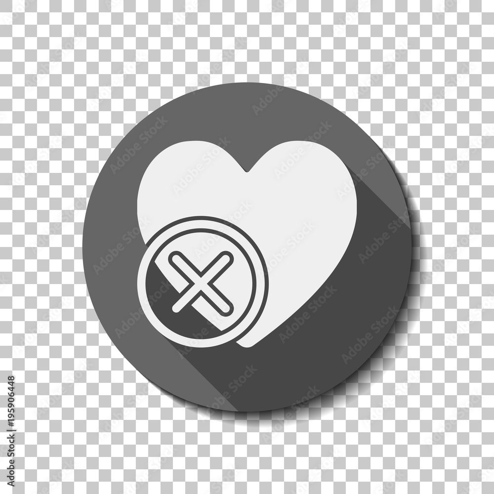heart with cross. simple silhouette. White flat icon with long shadow in circle on transparent background heart with cross. simple silhouette. White flat icon with long shadow in circle on transparent background