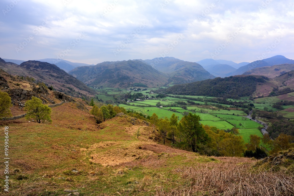 Obraz premium The green fields of Rosthwaite