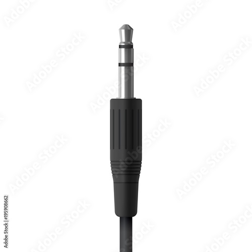 Realistic audio jack plug. Isolated vector connector illustration.
