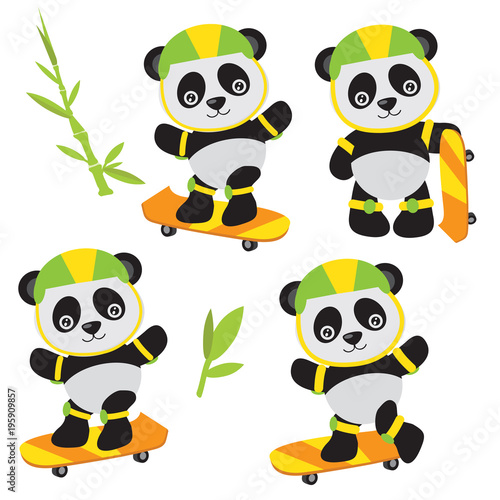 Fototapeta Naklejka Na Ścianę i Meble -  Cute panda vector cartoon illustration