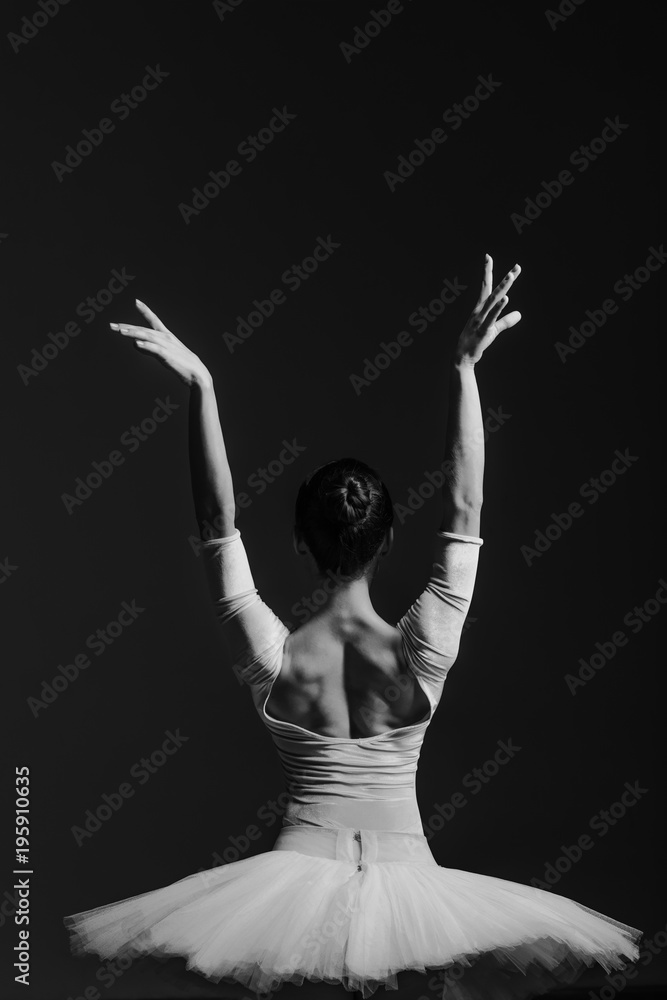 Fototapeta premium Young beautiful ballerina is posing in studio