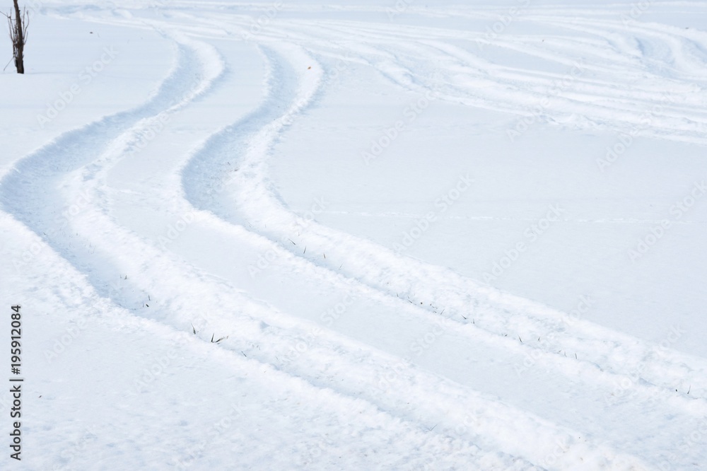 Car Tracks in Snow