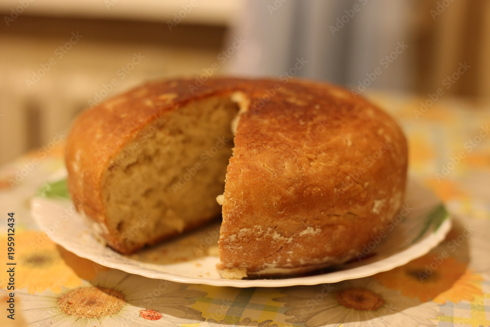 fresh bread on the plate