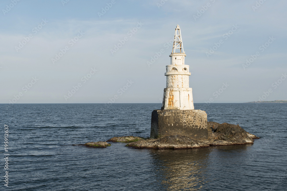 Ahtopol lighthouse located by the Black Sea in Bulgaria
