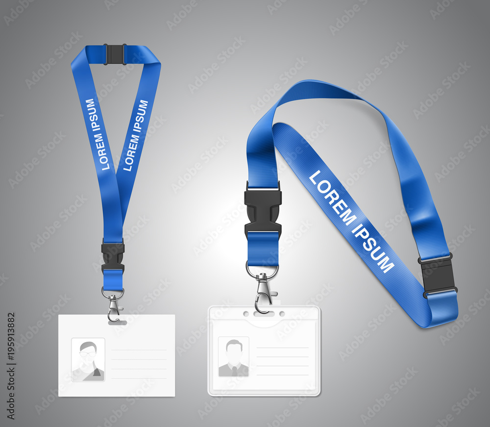 Set of lanyard with id card. Vector illustration isolated on white ...