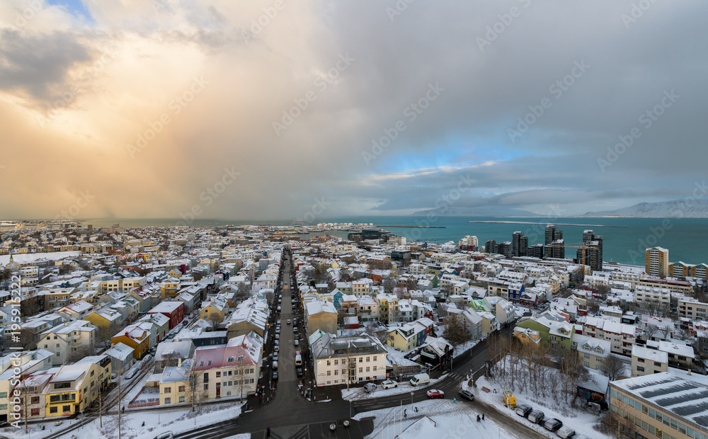 Downtown Reykjavik, Iceland during winter