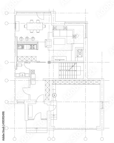 Standard living room furniture symbols set