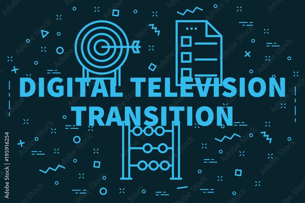 Conceptual business illustration with the words digital television transition Conceptual business illustration with the words digital television transition