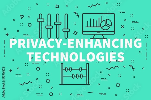 Tableau sur toile Conceptual business illustration with the words privacy-enhancing technologies