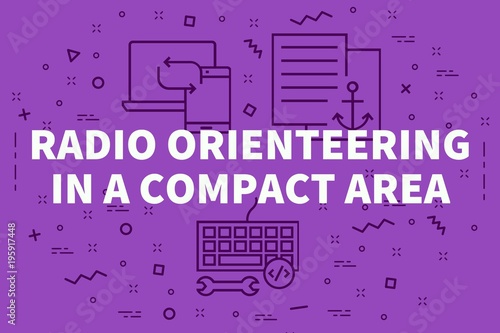 Conceptual business illustration with the words radio orienteering in a compact area