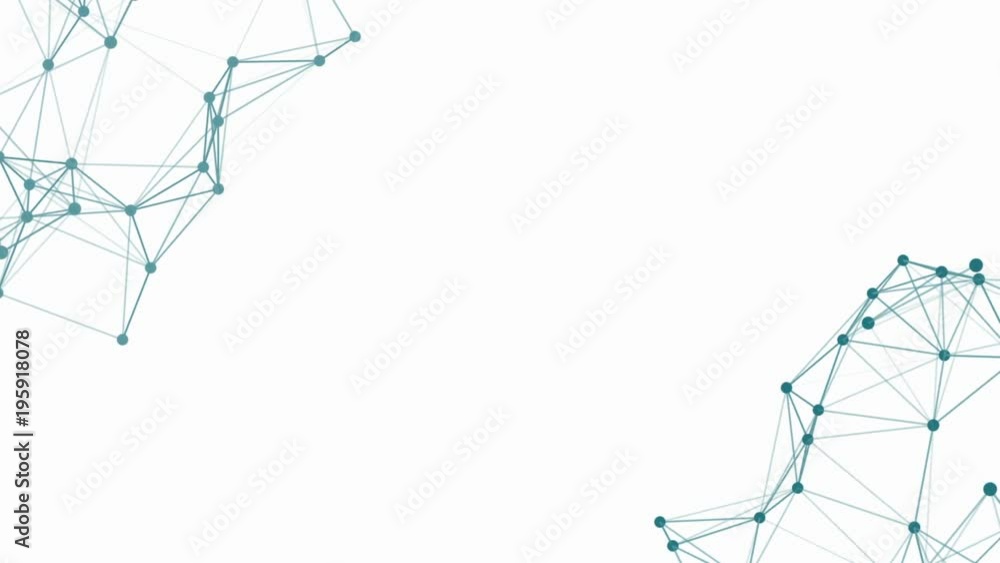 motion of bound particles on a white background. dynamic structures. plexus background. business cinematic background. seamless loop. place for text.