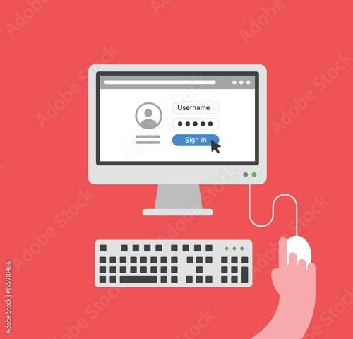 Desktop with login screen