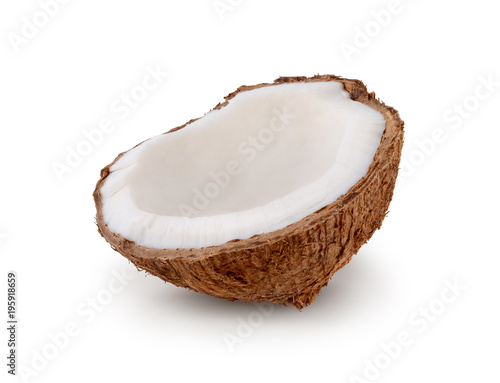 Coconut isolated on white background. Half
