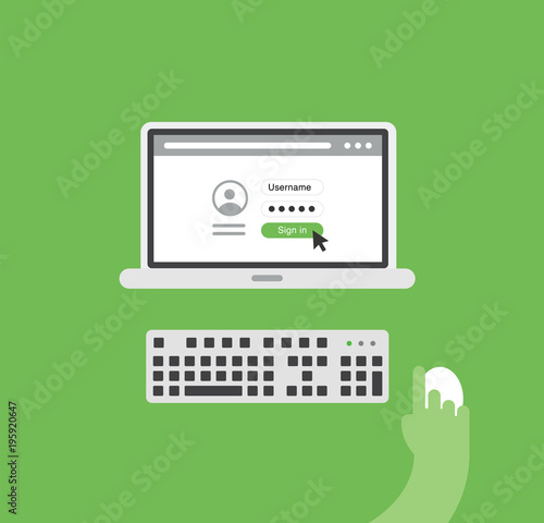 Laptop with login screen
