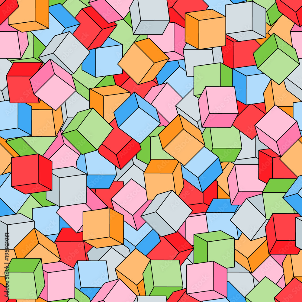 Geometric vector seamless cube pattern Geometric vector seamless cube pattern