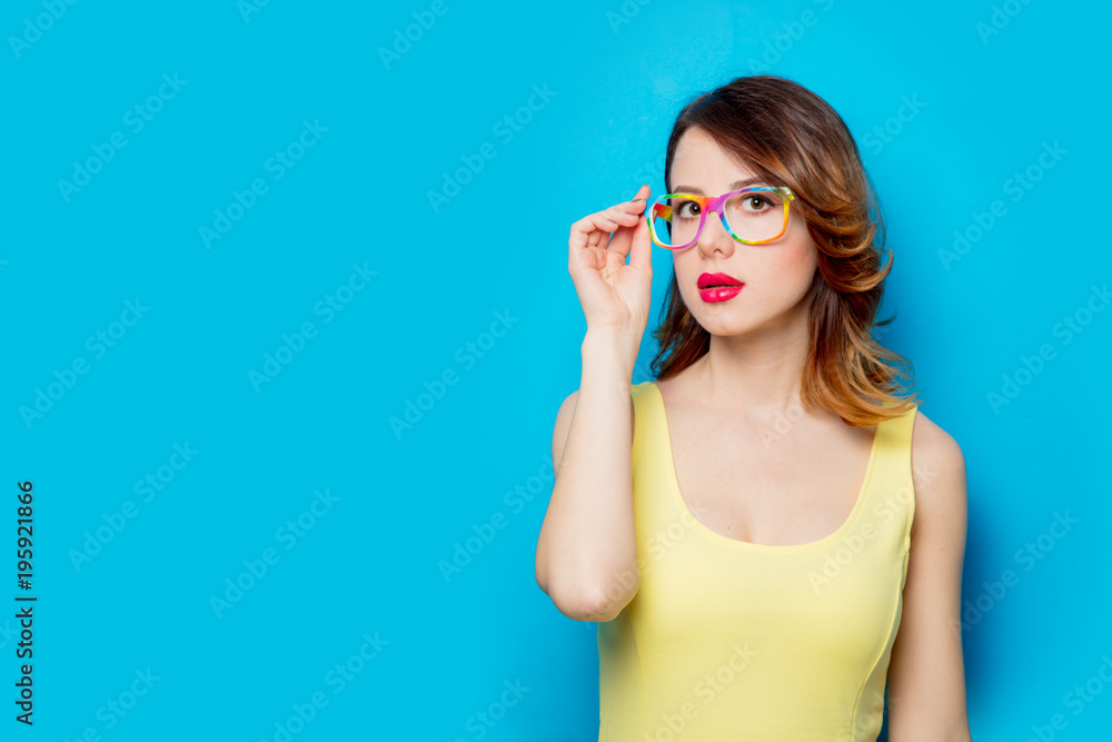 Girl in colored glasses Girl in colored glasses