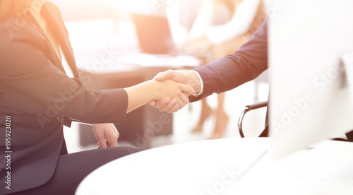 closeup of a business handshake women business partner.the busin