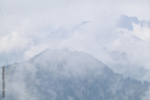 dense fog in mountains after rain